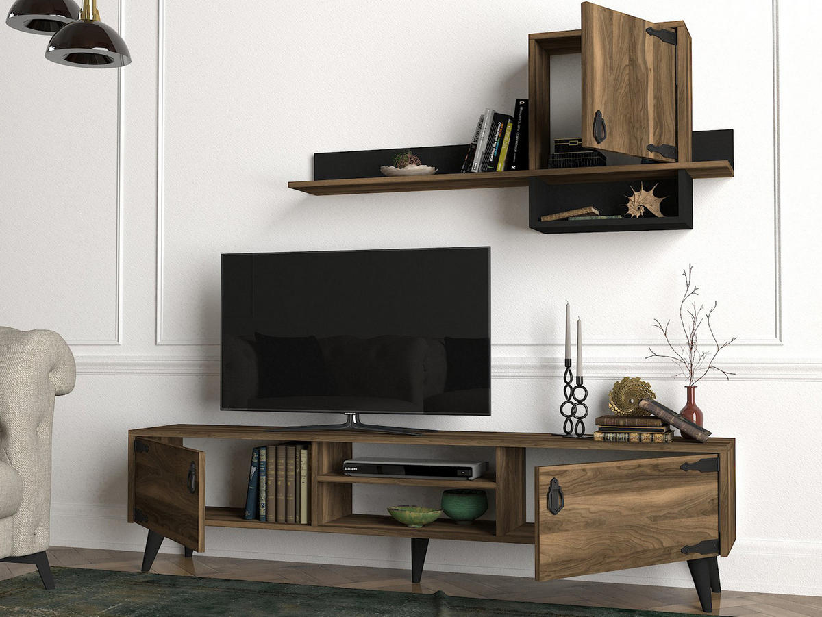 WOHNWAND Anthes Braun - Braun, Holzwerkstoff/Kunststoff (180/41/30cm) - moebel17