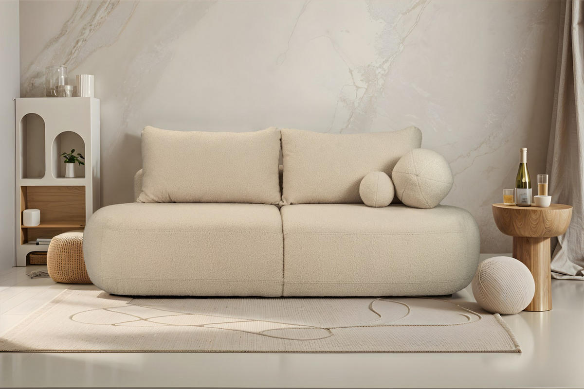 SCHLAFSOFA Mit Bettkasten Fabo, Stoff Quelle Beige - Beige, Holz/Textil (240/90/90cm) - Kaiser Möbel