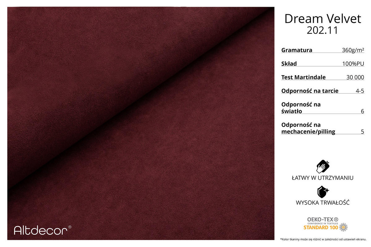ECKSOFA mit Schlaffunktion Ottomane Links OLEA-L2 321x164x75 Bordeauxrot Velours - Bordeaux/Schwarz, Holzwerkstoff/Kunststoff (321/164cm) - ALTDECOR