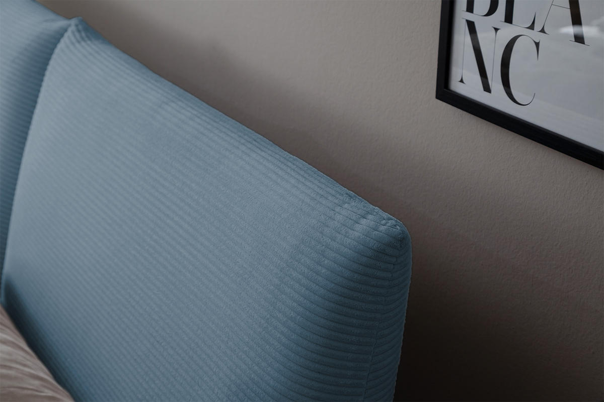 POLSTERBETT HENRY Hellblau Cord - Schwarz/Hellblau, Textil (140/200cm) - KAWOLA