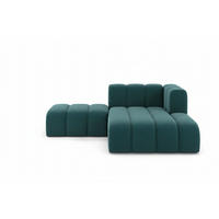 CHAISELONGUE Mit Hocker Grand, Veloursstoff Salvador, Azurblau, Rechts - Blau, Holz (204/179cm) - Kaiser Möbel