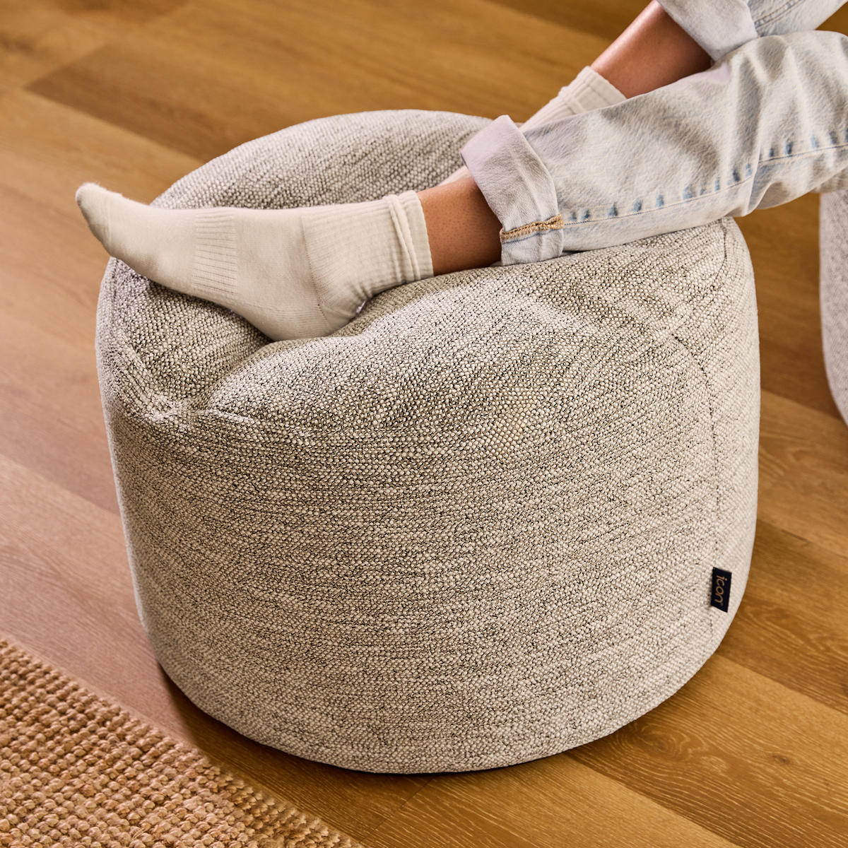 POUF Milano - Beige, Textil (55/35/55cm) - icon