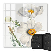 SCHLÜSSELBOX Schwarz 30x30 cm- Türöffnung nach rechts - Blumen Natur - Weiß, Metall (30/30/5cm) - TULUP