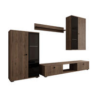 WOHNWAND Salsa II - Nussbaumfarben/Schwarz, Holzwerkstoff (235/180/41cm) - MIRJAN24