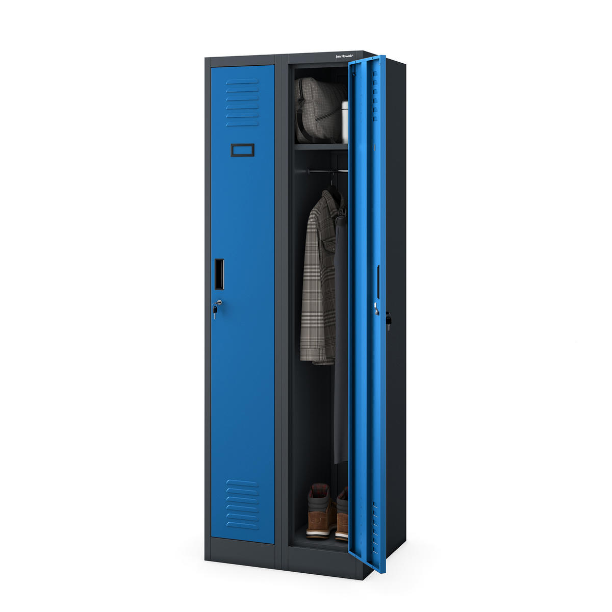 ZWEIFACH-PERSONALSCHRANK KACPER II 180x60x50 cm - Blau/Anthrazit, Metall (60/180/50cm) - Jan Nowak