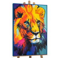 GEMÄLDE Löwengrazie Schattenfugenrahmen Blau 140x100 cm - Blau, Holz (140/100cm) - YS-art gallery