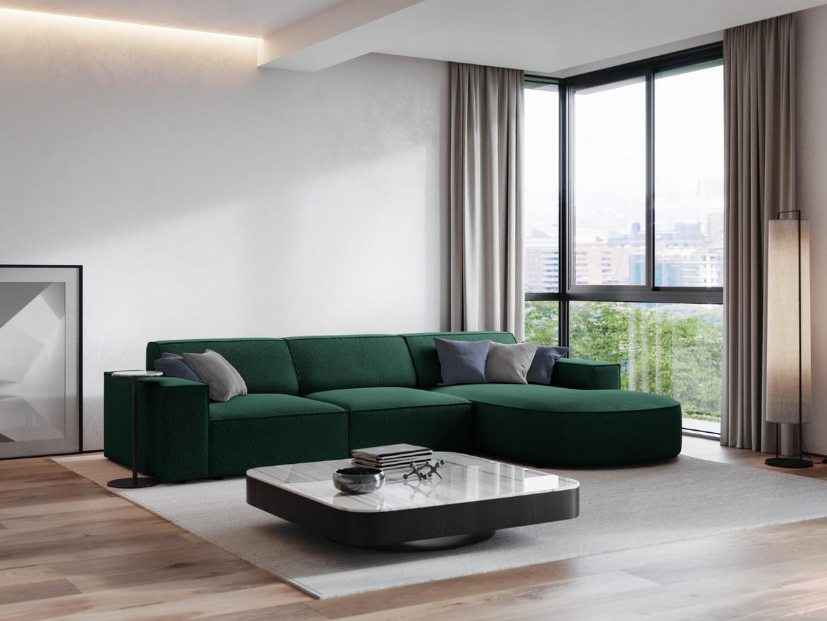 ECKSOFA rechts Jodie aus strukturiertem Stoff grün 4 Sitzplätze - Grün, Textil (166/284cm) - Micadoni