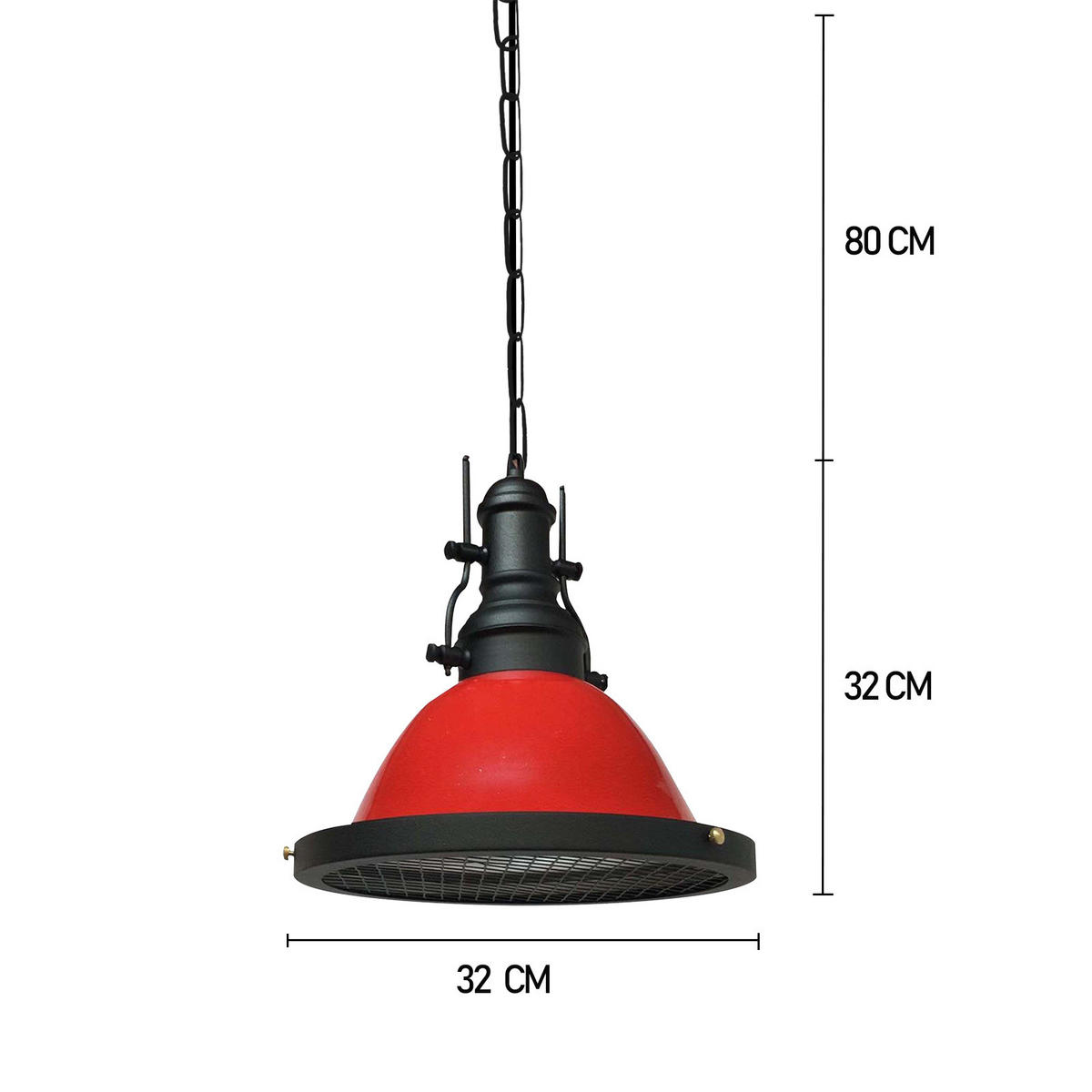 PENDELLEUCHTE Turami 31/35 cm - Rot/Schwarz, Metall (31/35cm) - Bamyum