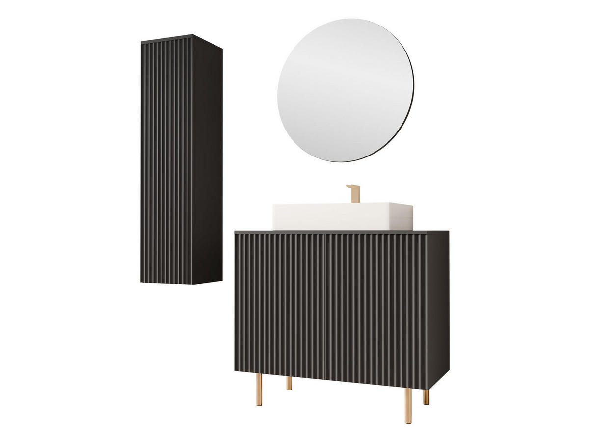 BADMÖBEL-SET Nubia II - Goldfarben/Schwarz, Holzwerkstoff/Metall (87/79/45cm) - MIRJAN24