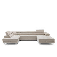 ECKSOFA U-Form WILD U Links mit Schlaffunktion 130x260 Chenille Beige - Beige/Silberfarben, Holz/Textil (350/90/203cm) - Muffo