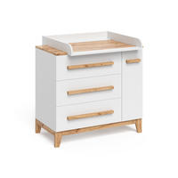 KOMODOVÝ PŘEBALOVACÍ STŮL Malia Bílá 98 x 98 cm s 1 dveřmi a 3 zásuvkami - bílá/světle šedá, kompozitní dřevo (98/98/52cm) - VitaliSpa