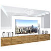 WOHNZIMMERWAND Schrankwand mit LED Weiß Top / Eiche Wotan - Eichefarben/Weiß, Holz (300/180/36cm) - B BELINI GROUP