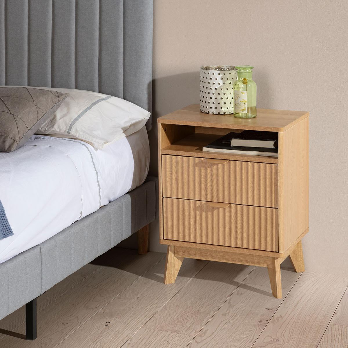 NACHTTISCH Oporton Eichenfarbe - Honigeiche, Holzwerkstoff (45/60/35cm) - VS Venta-stock