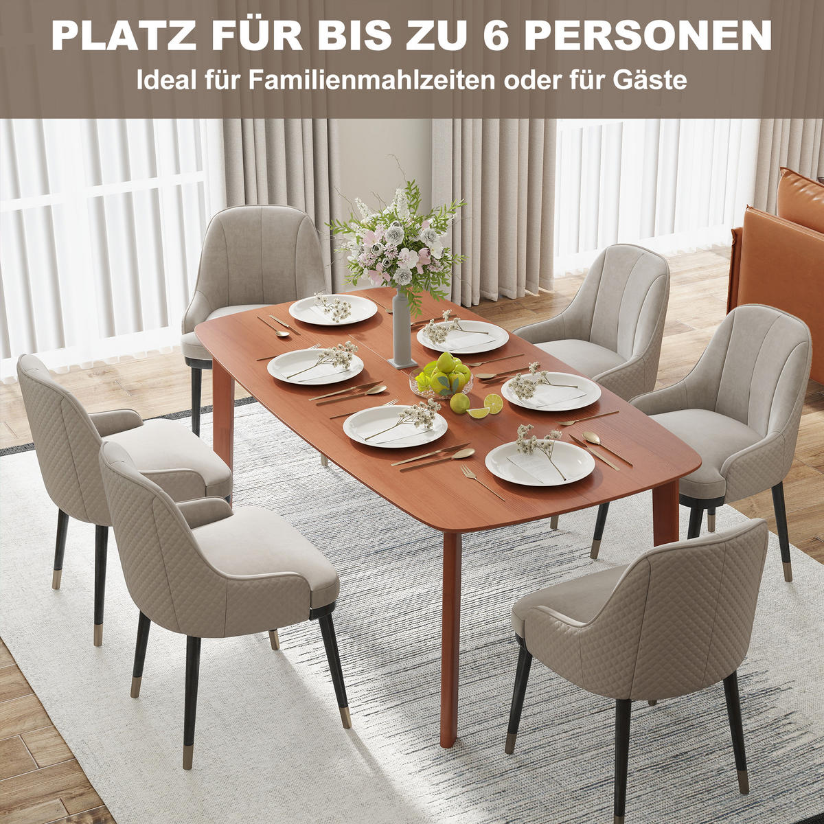 ESSTISCH 150 x 80 cm Küchentisch für 6 Personen im Landhaus-Stil Hellbraun - Hellbraun, Holz (150/80/76cm) - HOMCOM