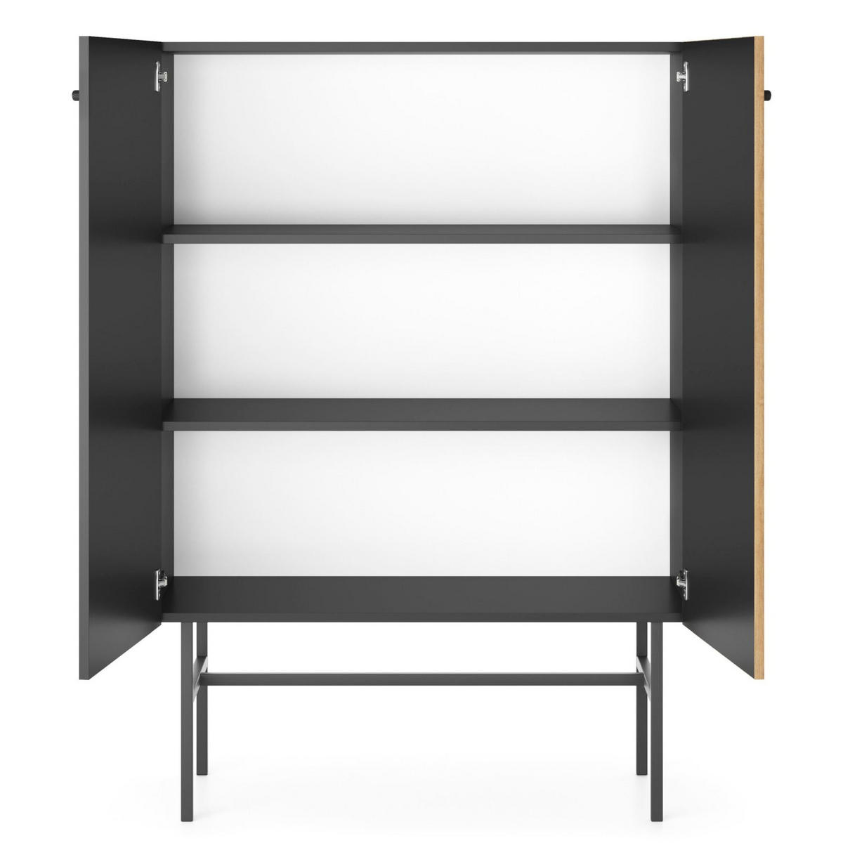 HIGHBOARD Divenos Schwarz / Holzoptik Eiche 93 cm - Eichefarben/Schwarz, Holzwerkstoff/Metall (93.2/131.7/39cm) - Selsey