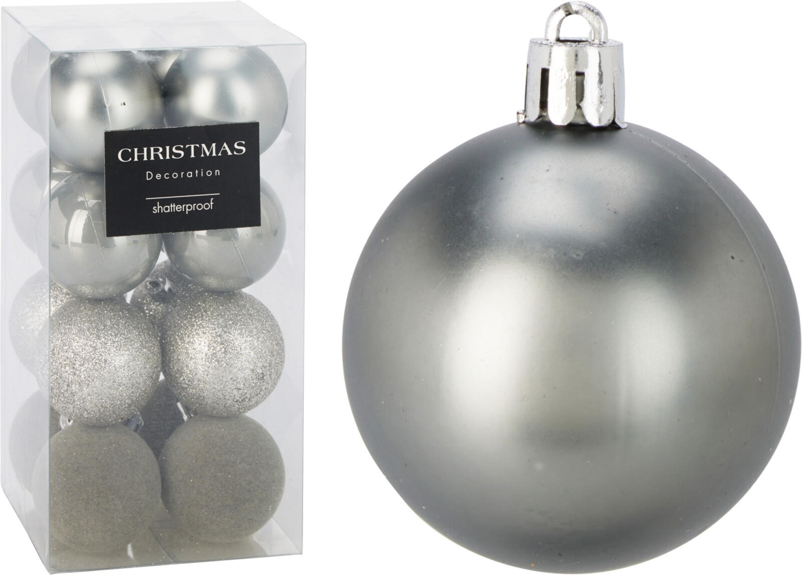 CHRISTBAUMKUGEL Basic Silber 16er Set 5/5/5 cm Kunststoff - Silberfarben, Kunststoff (5/5/5cm) - Mondex