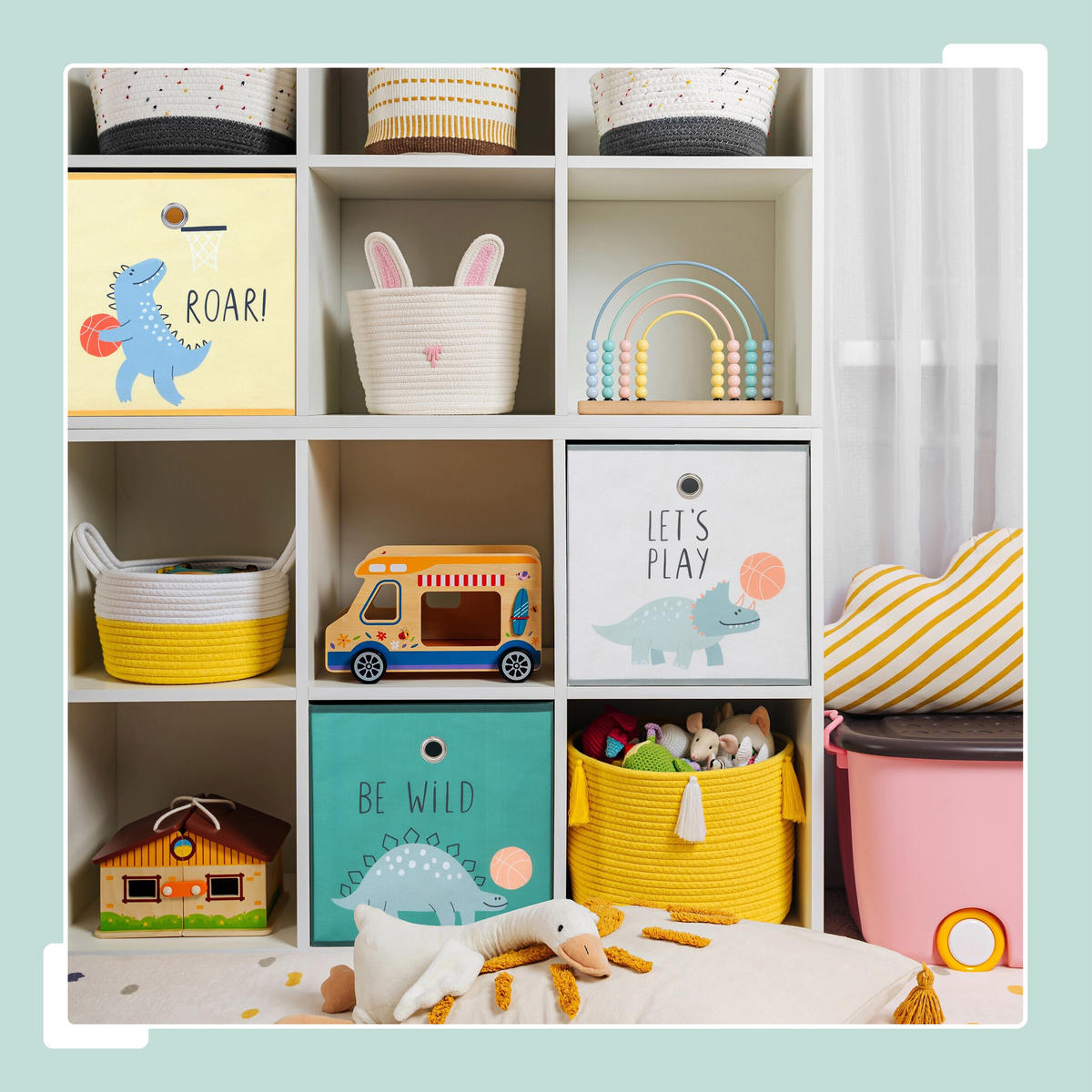 3xKINDERAUFBEWAHRUNGSBOXEN - Multicolor, Wellpappe/Textil (30/30cm) - Relaxdays