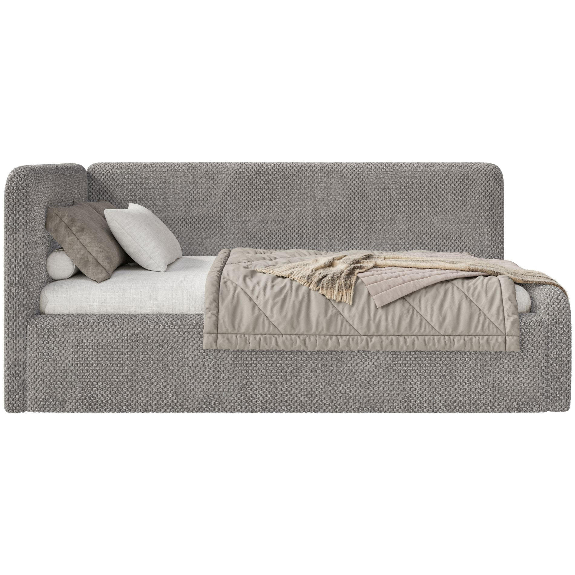 JUGENDBETT Fanko Plüsch Taupe 90x200 cm - Graubraun/Schwarz, Kunststoff/Textil (90/200cm) - Selsey