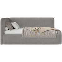 JUGENDBETT Fanko Plüsch Taupe 90x200 cm - Graubraun/Schwarz, Kunststoff/Textil (90/200cm) - Selsey