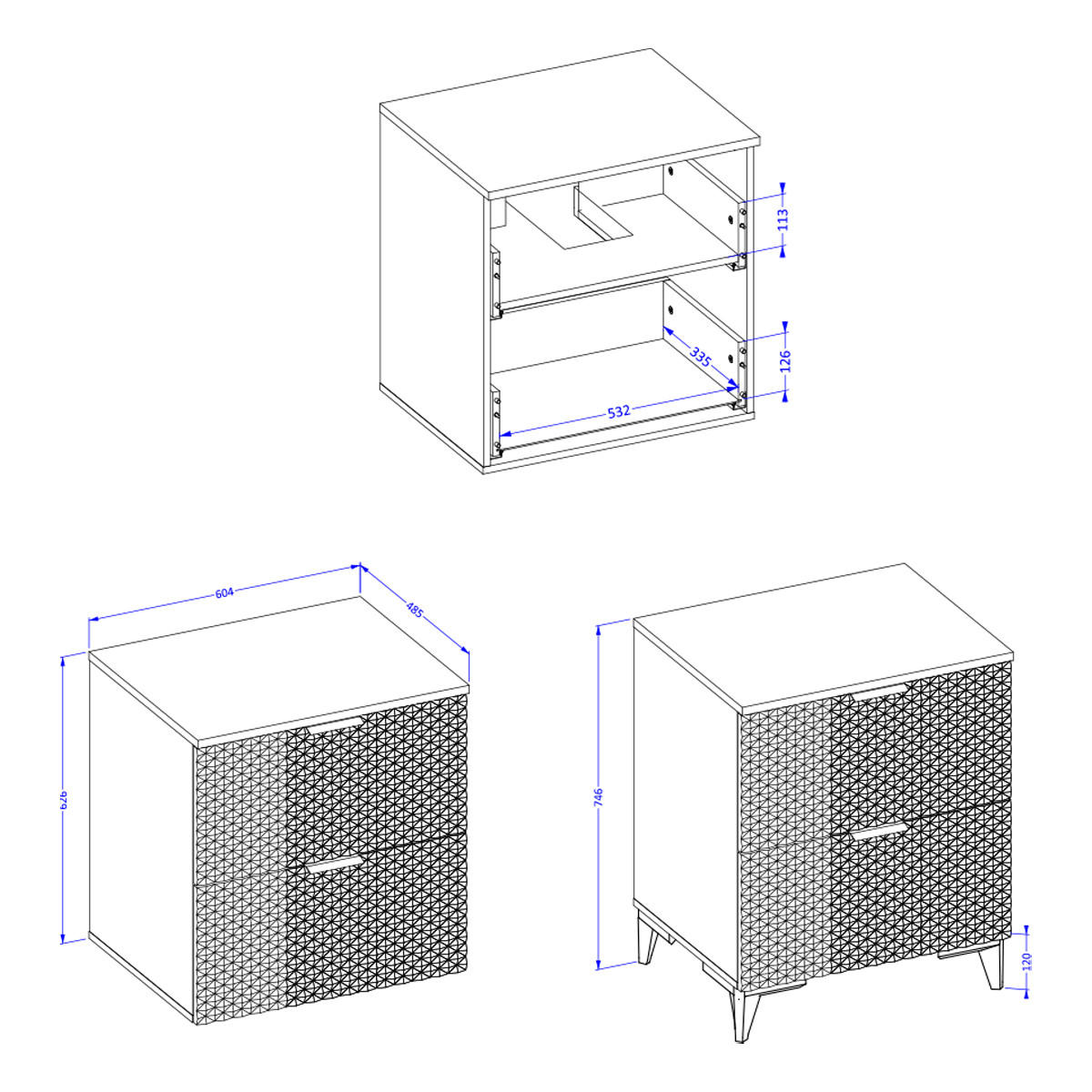 BADMÖBEL 60.4cm Cléa 2er-Set Weiß - Weiß, Holzwerkstoff (60.4/62.6/48.5cm) - Petits-meubles