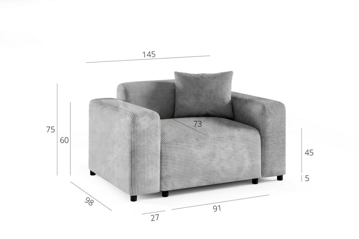 SOFASET Megan 3-2-1 In Salvador - Grau, Holzwerkstoff/Textil (327/75/98cm) - Fun Möbel