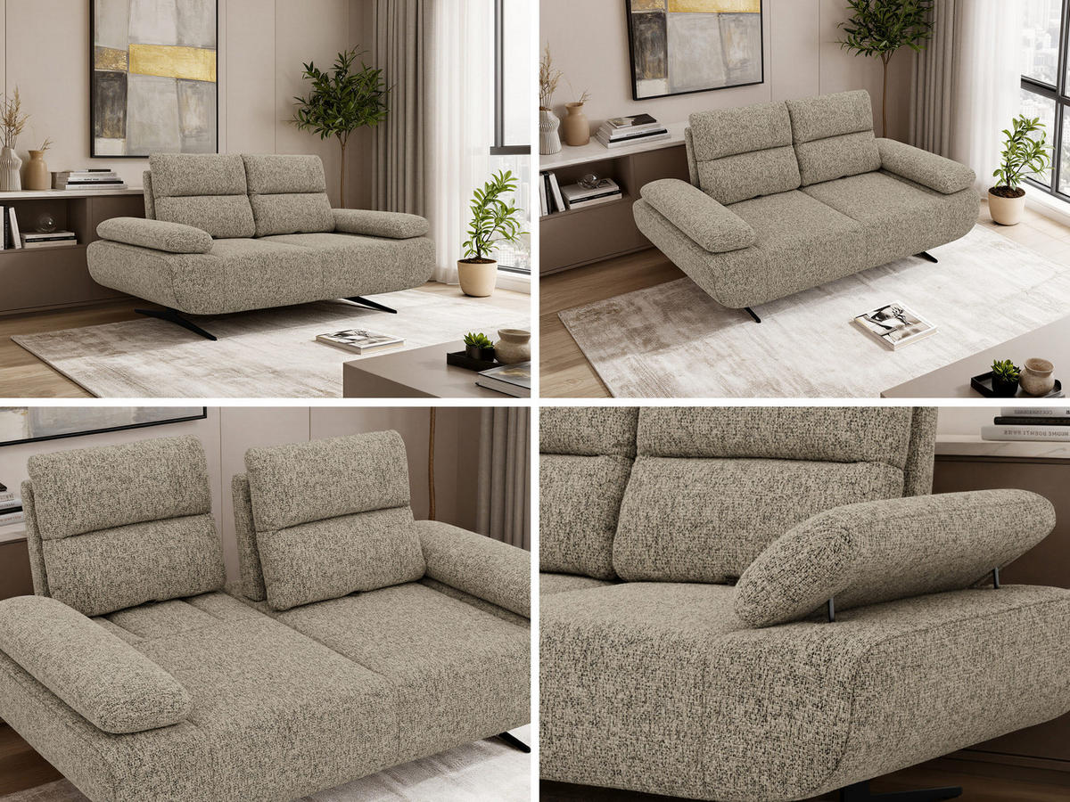 DVOUMÍSTNÁ POHOVKA SORAE - Taupe Strukturovaná látka - černá/šedohnědá, kov/textil (182/94/107cm) - MKS