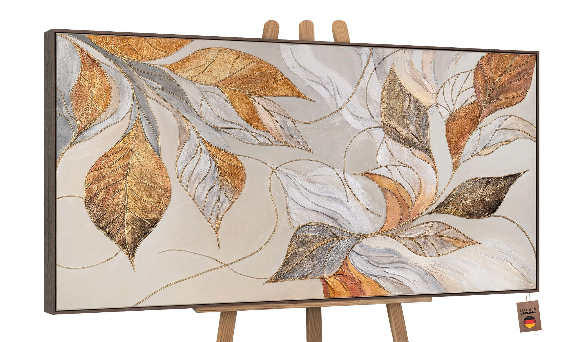 GEMÄLDE Natürliche Verzierung Schattenfugenrahmen Grau 200x100 cm - Grau, Holz (200/100cm) - YS-art gallery