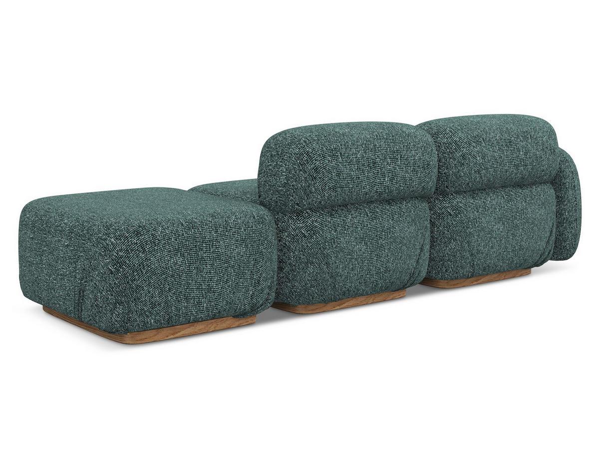 3-SITZER SOFA Rechts Strukturstoff Stoff Blau - Blau/Blaugrau, Holz/Textil (258/73/95cm) - Makamii