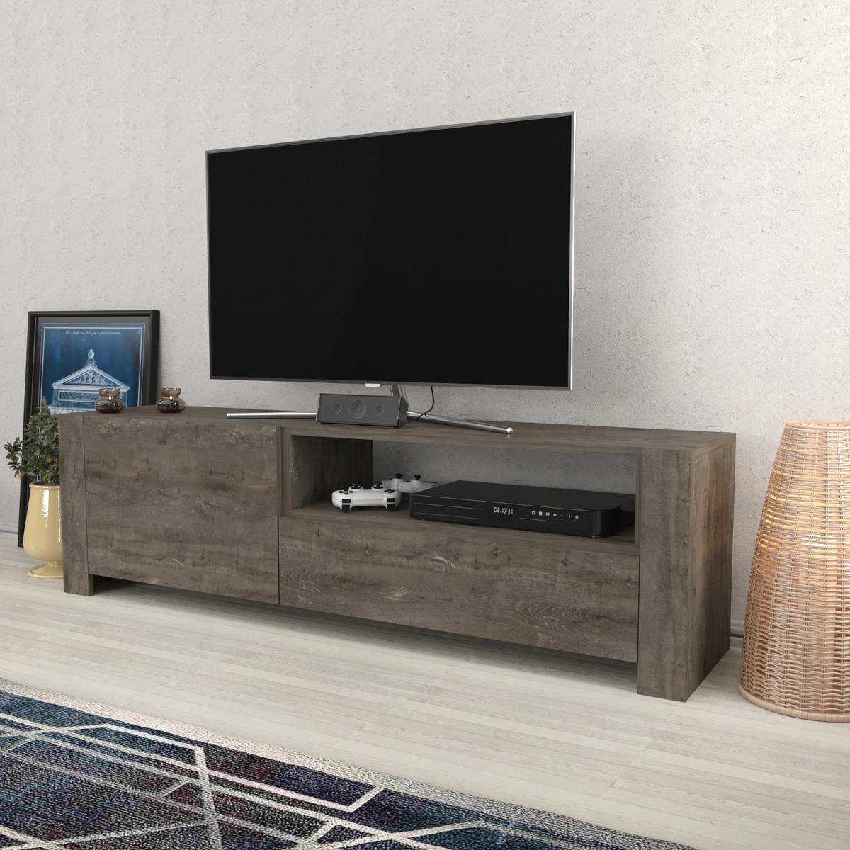 TV-ELEMENT Piedmont Wenge - Walnussfarben, Holzwerkstoff (160/46/36.8cm)
