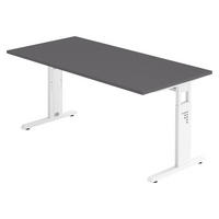 SCHREIBTISCH Serie-O 80/160/74 cm in Graphitfarben/Weiß - Graphitfarben/Weiß, Holzwerkstoff (80/160/74cm) - bümö