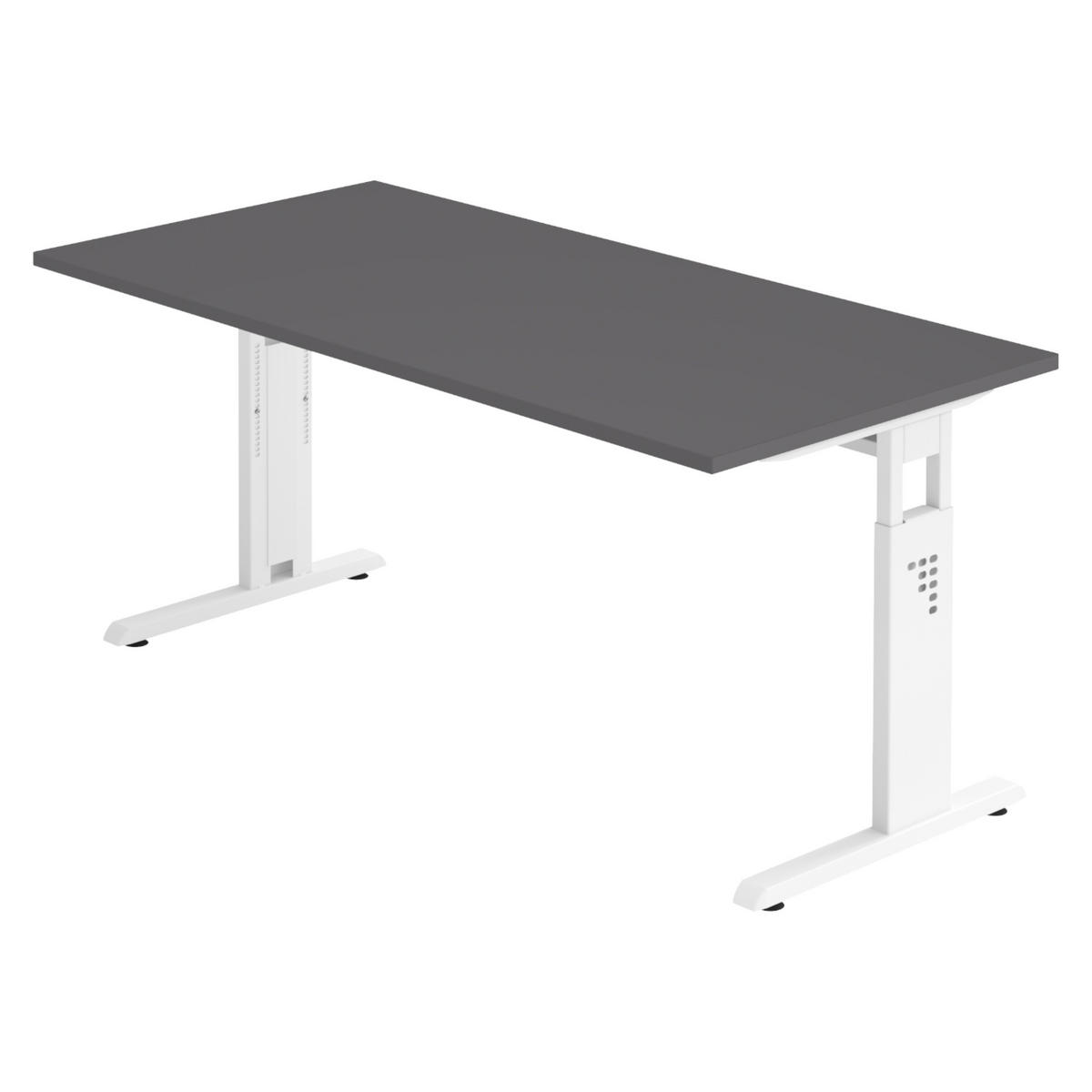 SCHREIBTISCH Serie-O 80/160/74 cm in Graphitfarben/Weiß - Graphitfarben/Weiß, Holzwerkstoff (80/160/74cm) - bümö