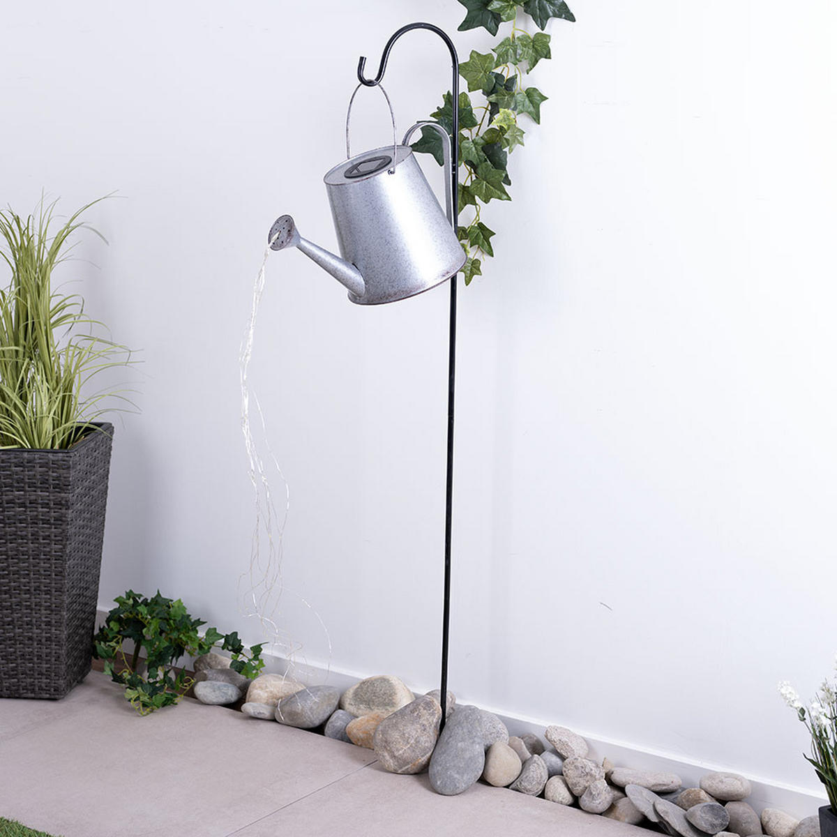 LED AUSSENLEUCHTE Gießkanne Silber - Silberfarben, Metall (38/20.5/130cm)