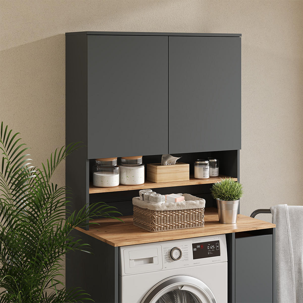 SKŘÍŇKA NA PRAČKU Viktor Antracit/zlatý dub - medově dubová/antracitová, kompozitní dřevo (93.6/100.4/29cm) - Vicco