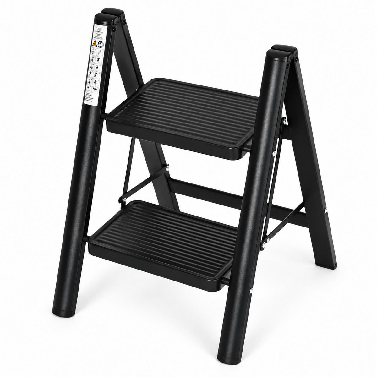 KLAPPTRITTLEITER 2 Stufen Schwarz - Schwarz, Kunststoff/Metall (42/60/48cm) - Mat-Haus