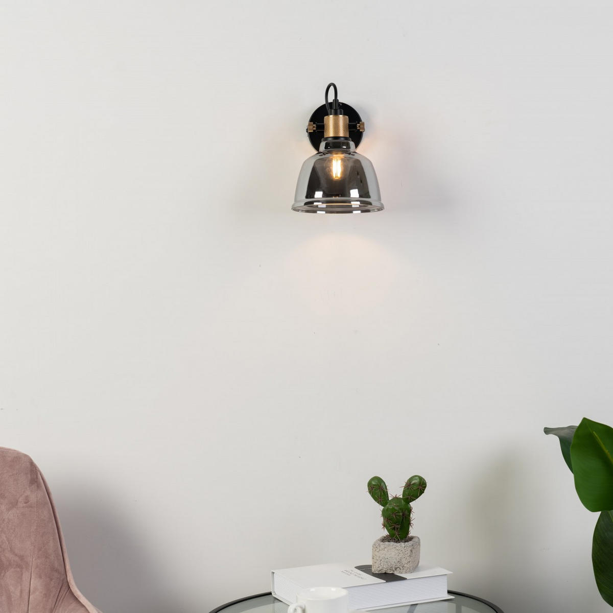 WANDLEUCHTE Linz, Rauchgrau, 25cm - Grau, Glas (16/25/21cm) - KOSILUM