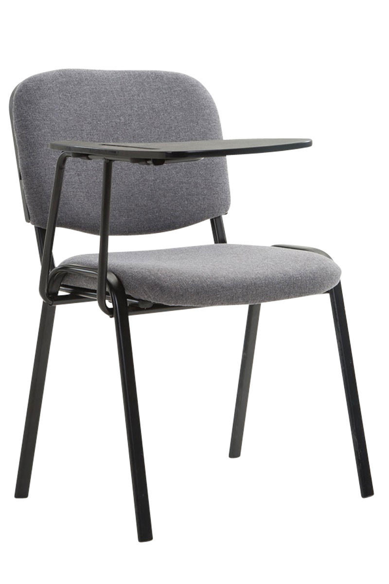 BESUCHERSTUHL Keen, Stoffbezug mit Klapptisch - Gestell Schwarz / Bezug Grau - Schwarz/Grau, Textil/Metall (53/81/53cm) - TPFLiving