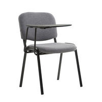 BESUCHERSTUHL Keen, Stoffbezug mit Klapptisch - Gestell Schwarz / Bezug Grau - Schwarz/Grau, Textil/Metall (53/81/53cm) - TPFLiving