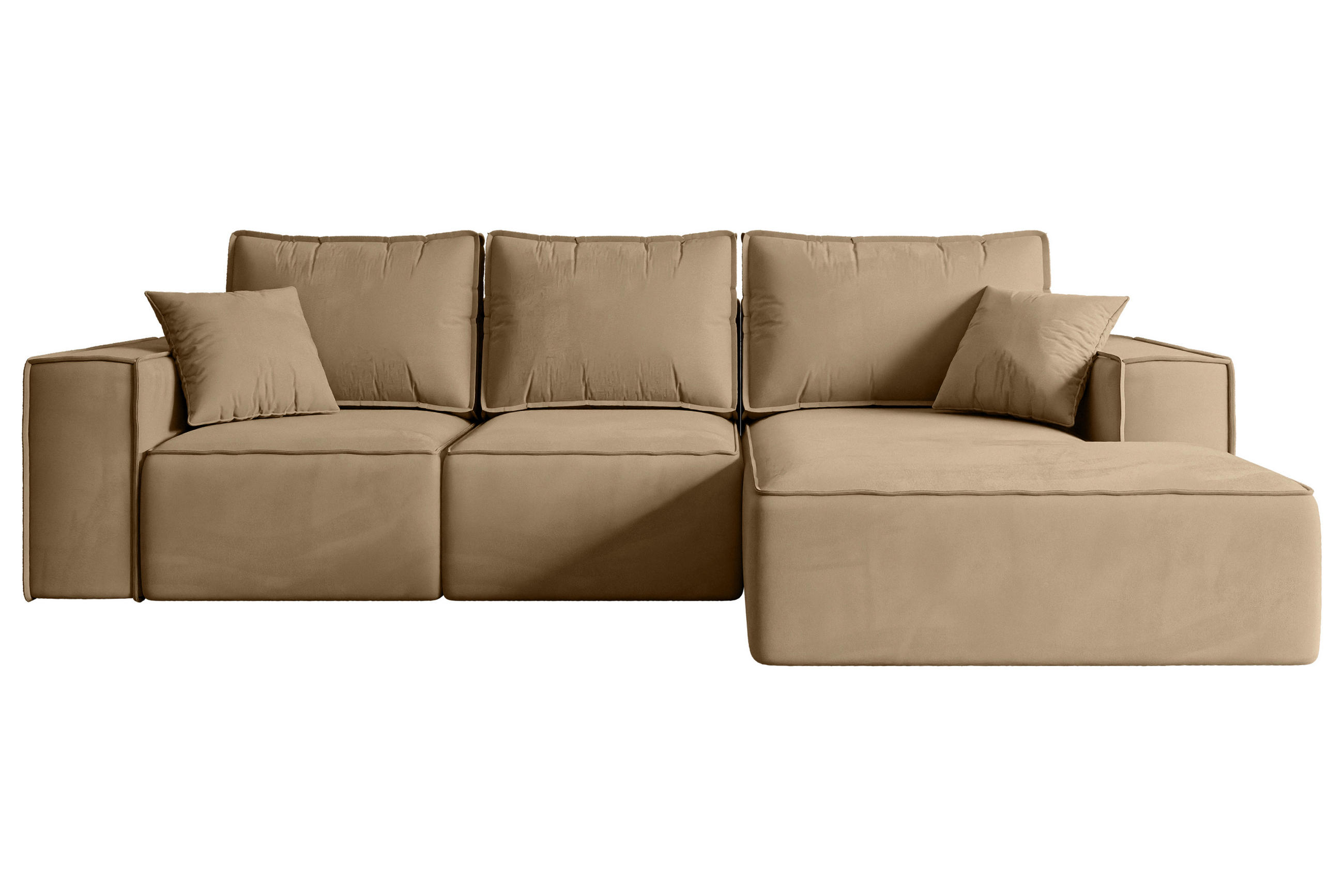 ECKSOFA mit Schlaffunktion und Bettkasten SERRA-L-S - 266x161x87 cm Beige Velours - Beige/Schwarz, Holzwerkstoff/Kunststoff (266/161cm) - ALTDECOR