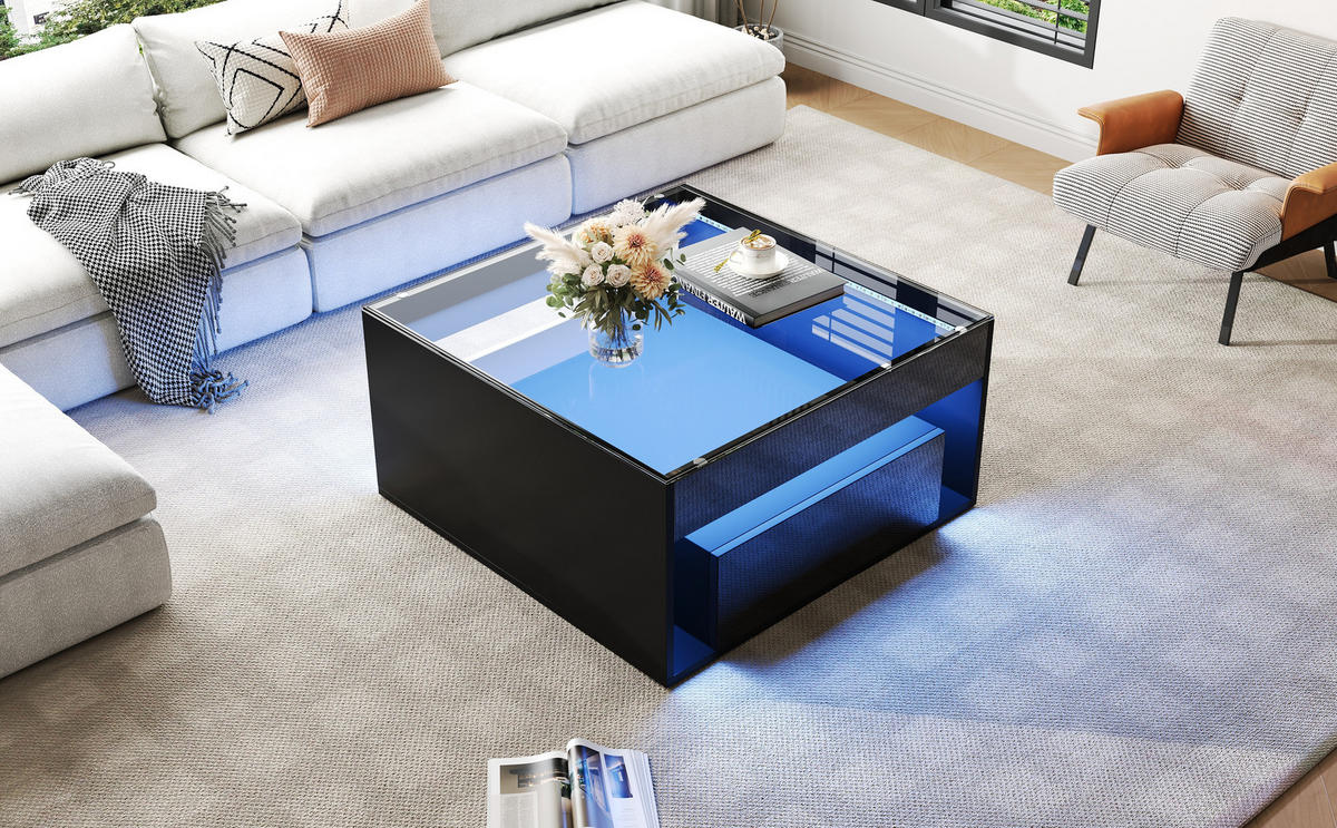 COUCHTISCH Schwarz 70/70/35 cm - Schwarz, Holzwerkstoff (70/70/35cm) - PANGIVO