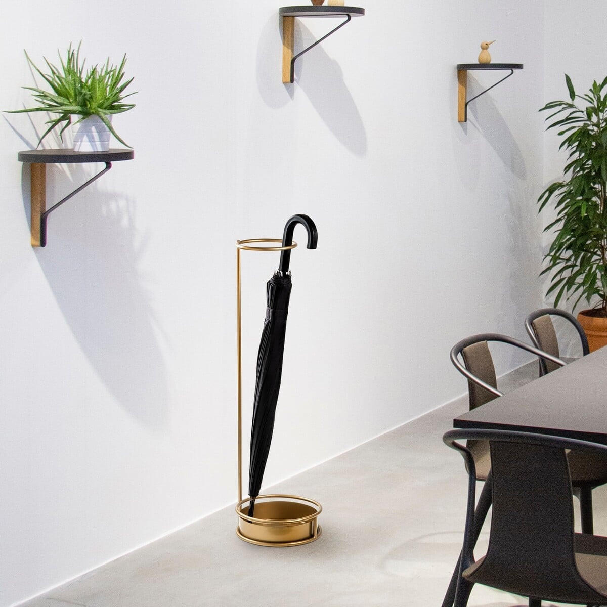 SCHIRMSTÄNDER mit runder Basis aus goldfarbenem Metall 22/22/75 cm - Goldfarben, Metall (22/75/22cm) - Calicosy