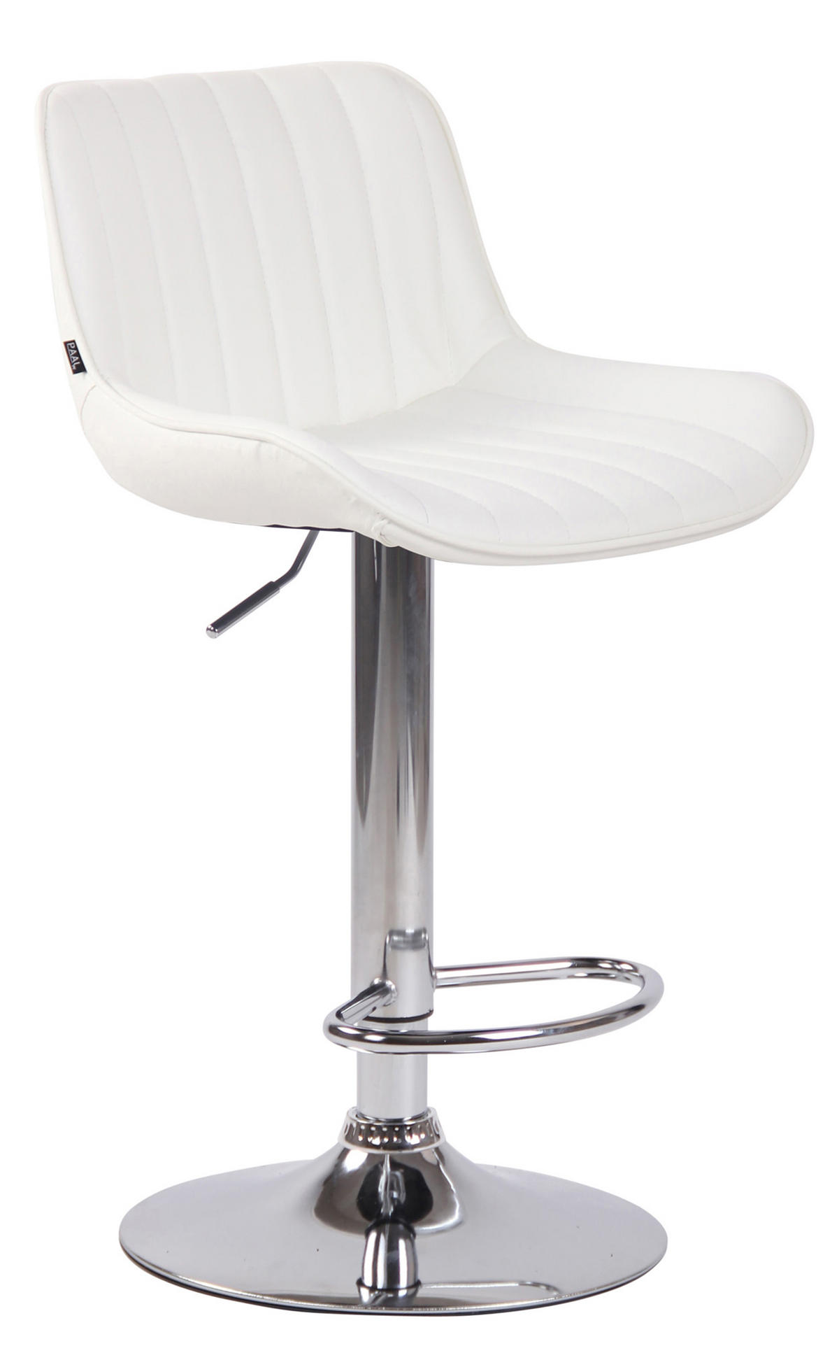 BARHOCKER 2er Set Lentos Kunstleder chrom weiß - Chromfarben/Weiß, Kunststoff/Metall (50/108/50cm) - TPFLiving