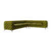 ECKSOFA Chesterfield Laura Olive Samt - Silberfarben/Olivgrün, Holz/Textil (323/264cm) - S-Style Möbel