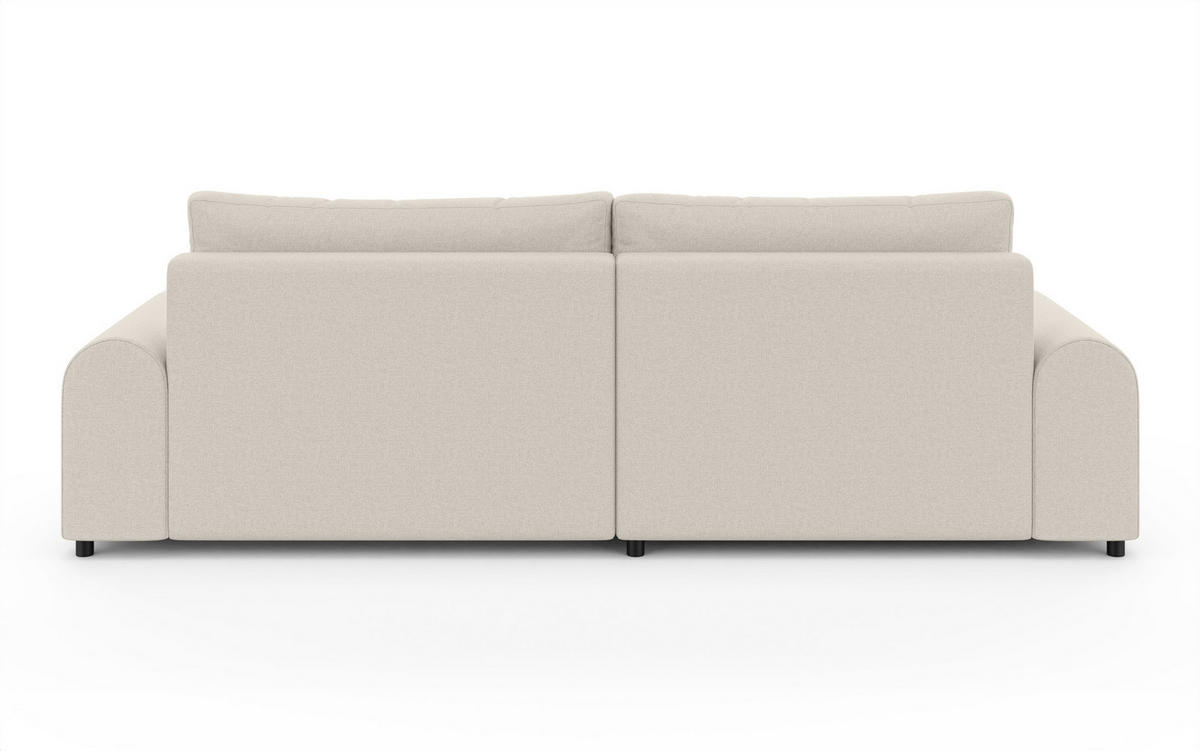 ECKSOFA mit Schlaffunktion, Bettkasten, extrabreite Ottomane links, abgerundete Armlehnen, B240/T145/H81 cm, Strukturstoff Beige / 21032 - Beige/Schwarz, Kunststoff/Textil (240/145cm) - luma-home
