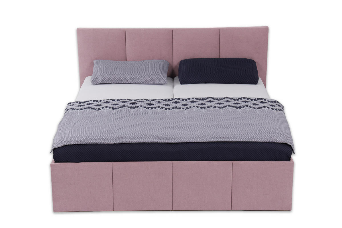 POLSTERBETT Dalas Rose 200 x 200 x 40 cm Stauraum Mit hochwertiger Matratze H2 (bis 100 kg) und Lattenrost - Rosa, Holz (200/200cm) - Halmon Schlafkomfort Betten 