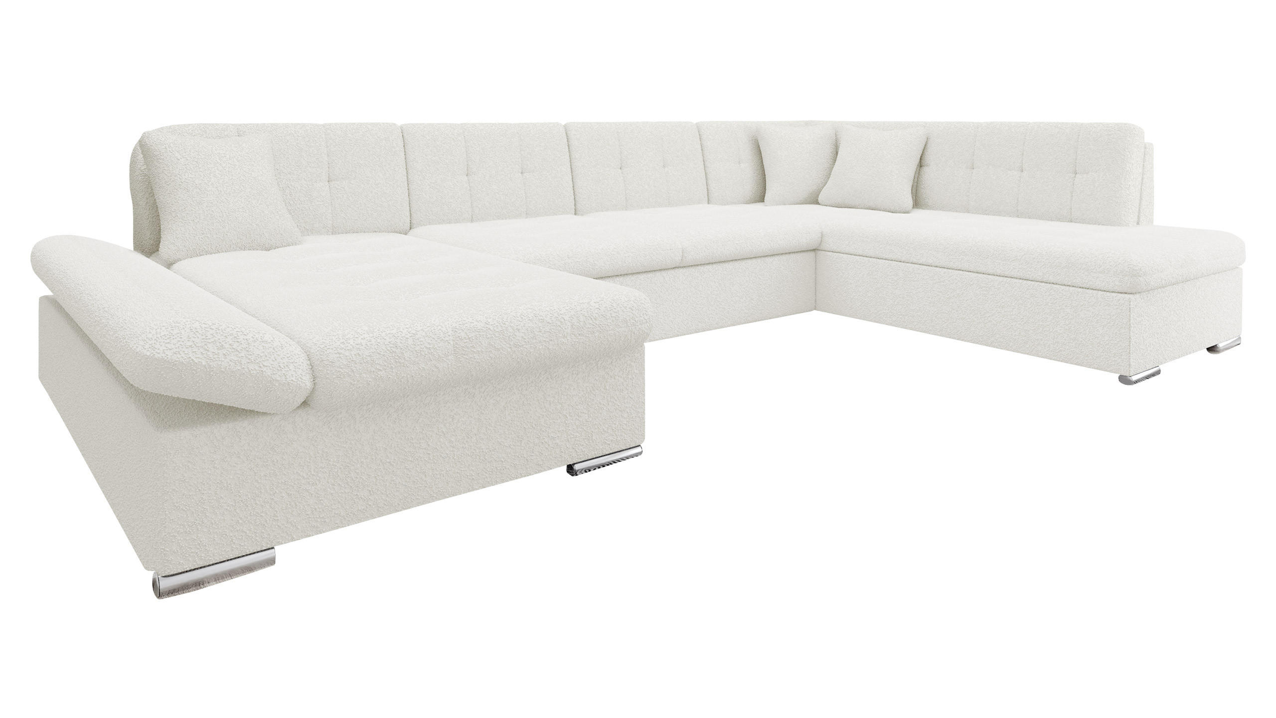 ECKSOFA Bergen Premium, Seite: Links - Silberfarben/Creme, Holz/Textil (345/76/205cm) - MIRJAN24