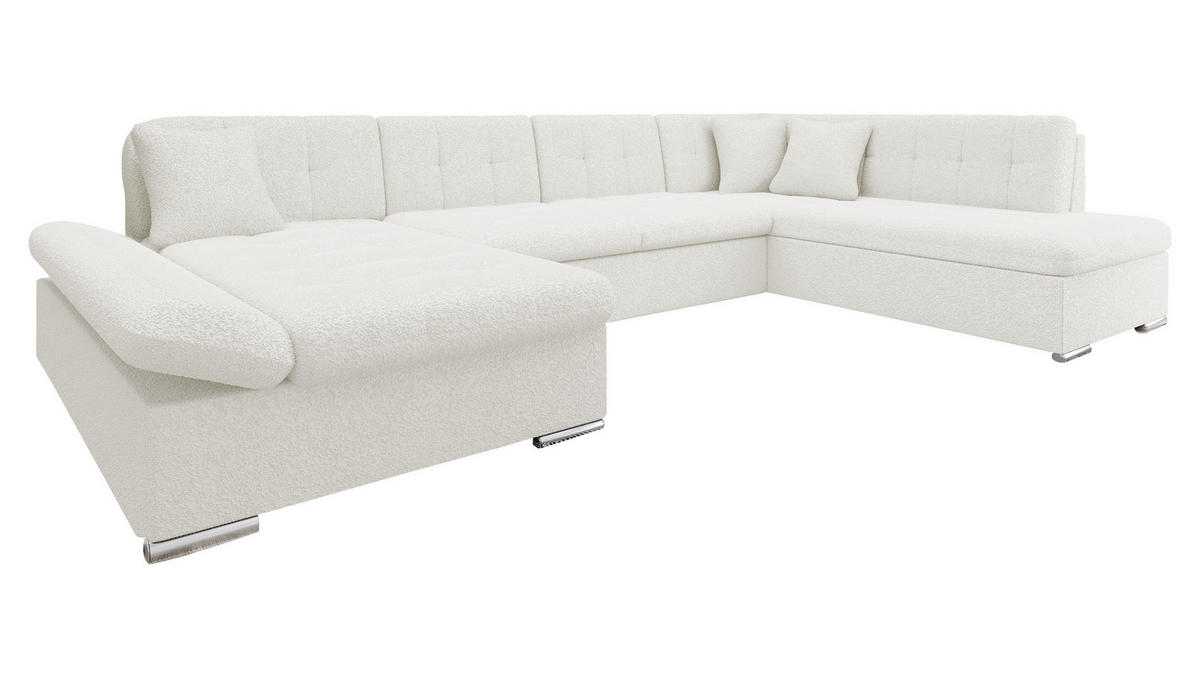 ECKSOFA Bergen Premium, Seite: Links - Silberfarben/Creme, Holz/Textil (345/76/205cm) - MIRJAN24