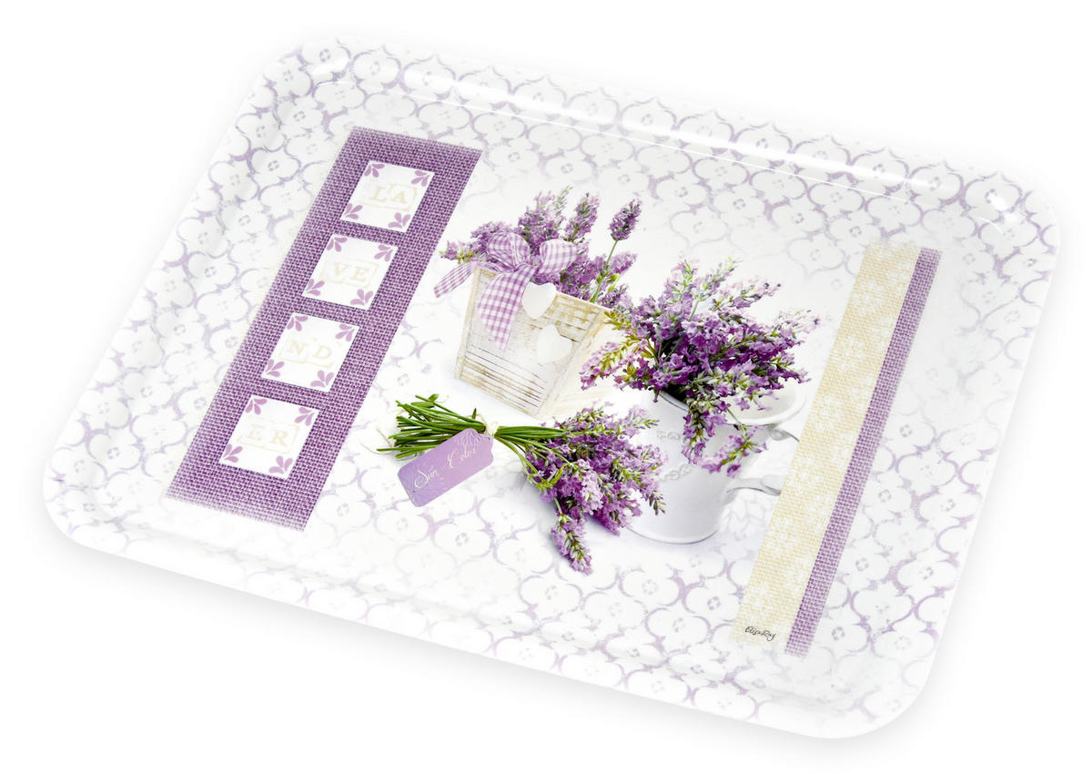 TABLETT Lavendeltraum, rechteckige Melamin Serviertablett 50x37 cm - Flieder, Kunststoff (37/2/50cm) - Lashuma