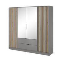 KLEIDERSCHRANK – 206 cm – Nelly – Grau - Grau, Holzwerkstoff (206/200/51cm) - hi-markt