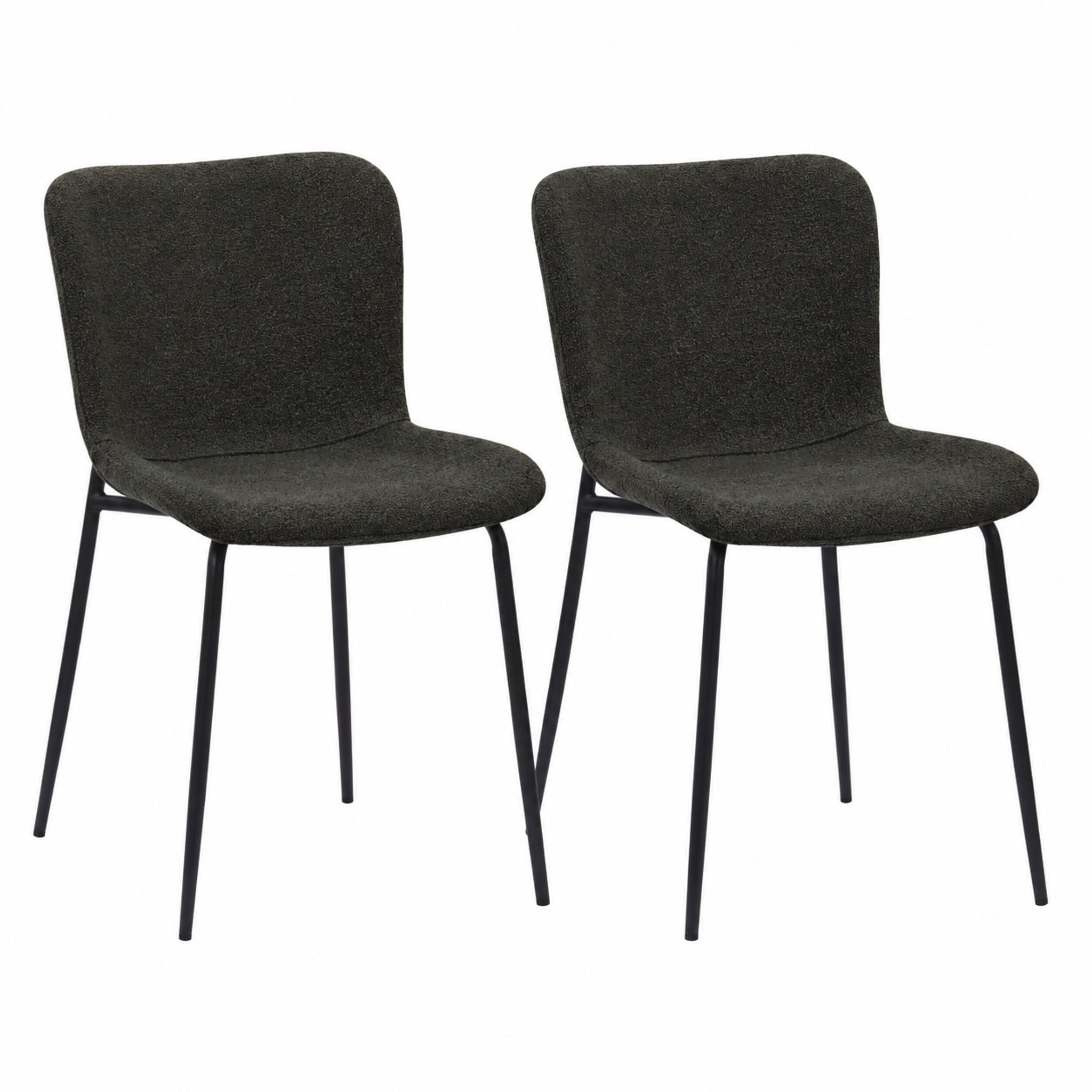 STUHL 2er-Set mit hoher Rundlehne Stoffbezug Metallbeine Grün - Grün, Metall (48/80/55cm) - Meubliv