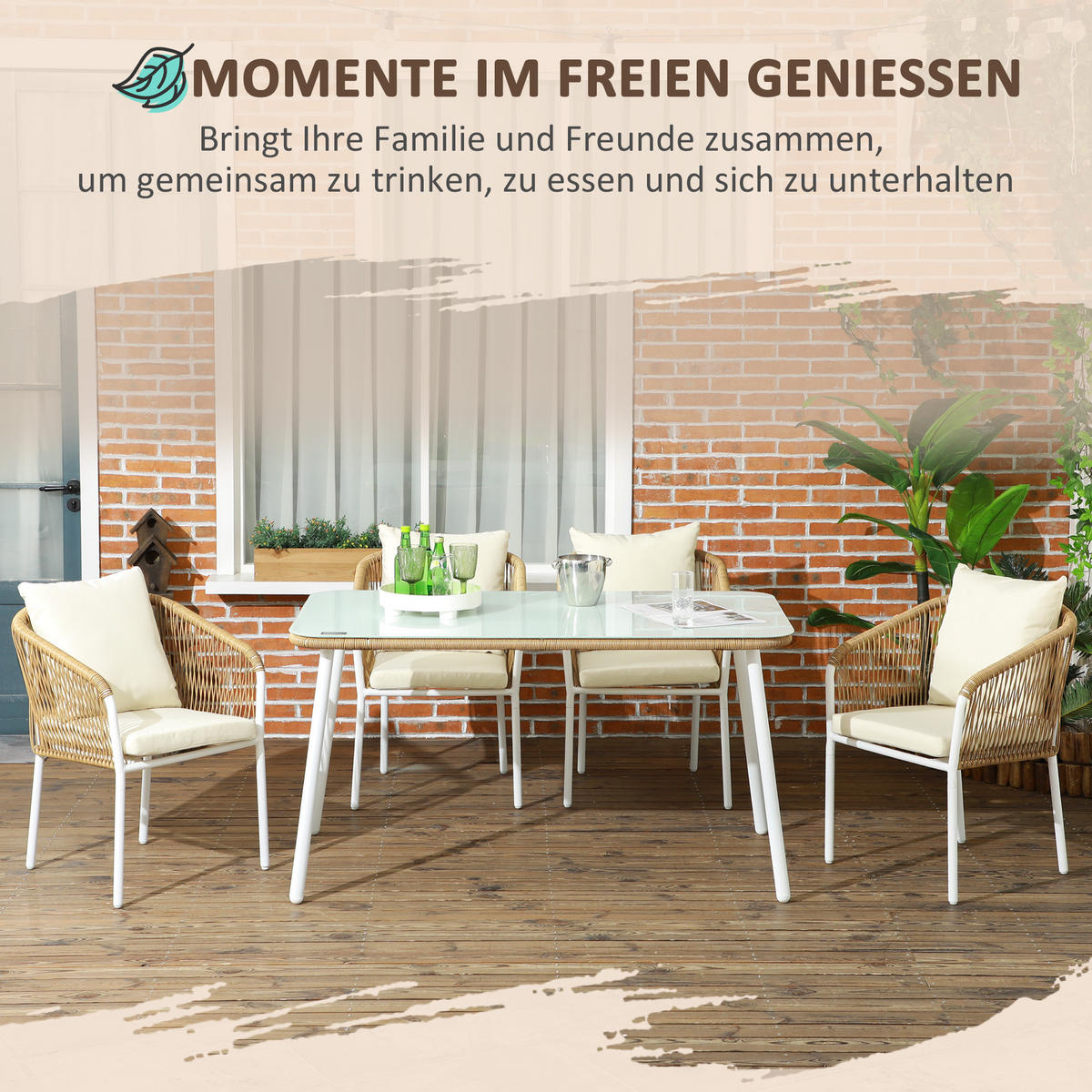 GARTENMÖBEL Set, PE-Rattan, Alu, Gelb - Gelb, Kunststoff - Outsunny